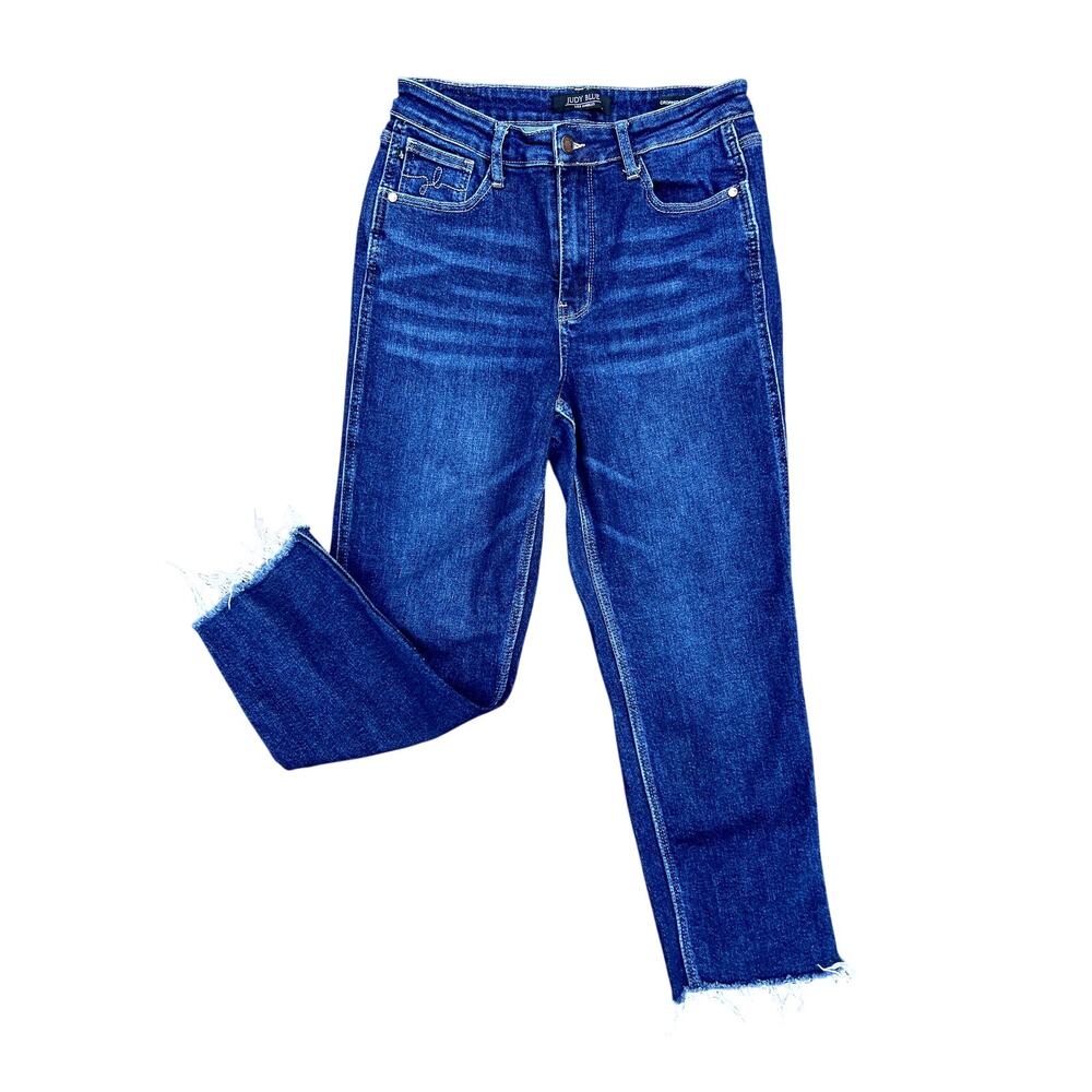 Judy Blue high rise cropped dark straight jeans size 29x25
